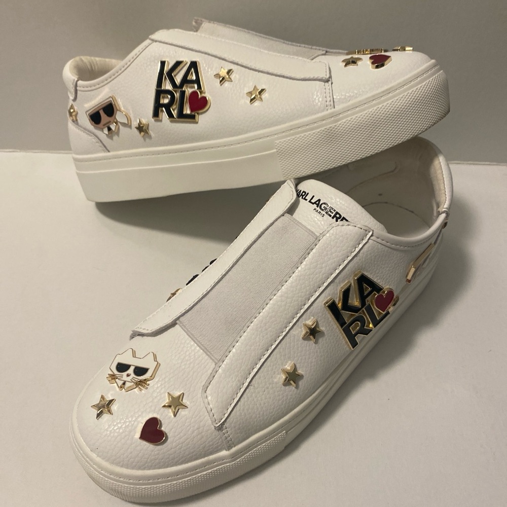 Karl Lagerfeld White Slip-On Sneakers - Picture 4 of 13